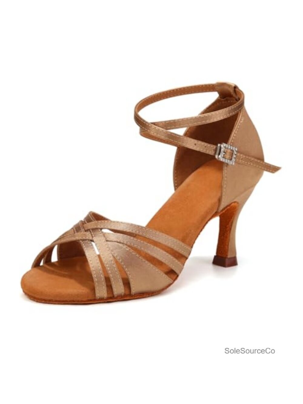 Women's Latin Dance Shoes Open Toe Satin Salsa Bachata Performance Heels